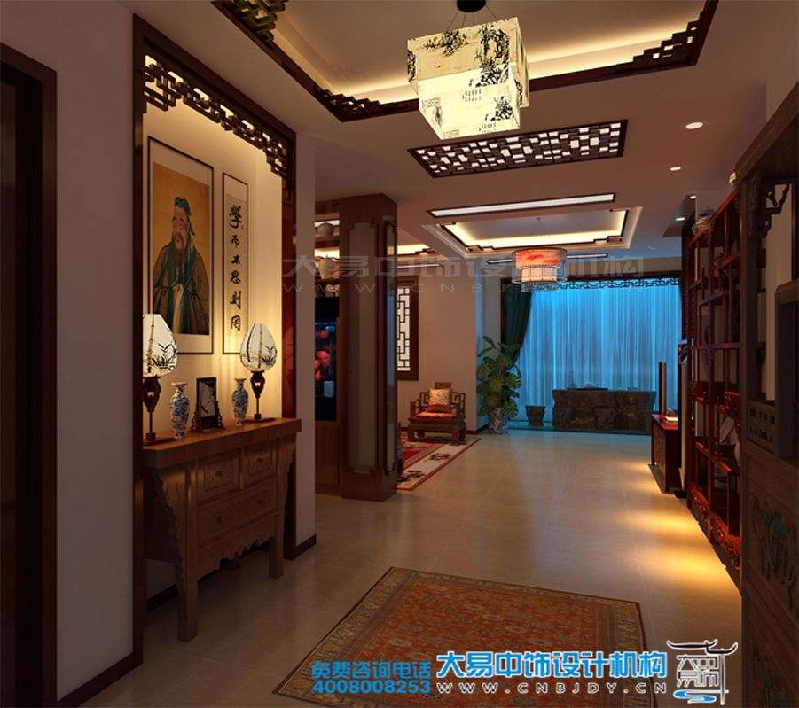 駐馬店新中式風(fēng)格家裝效果圖紅色典雅設計