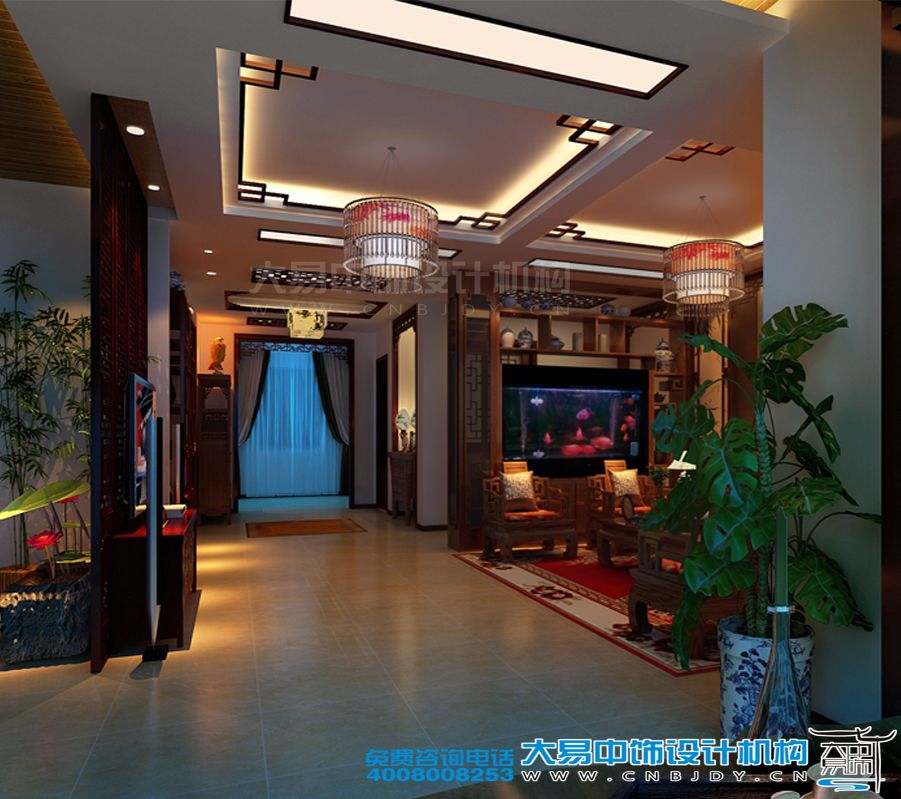 駐馬店新中式風(fēng)格家裝效果圖紅色典雅設計