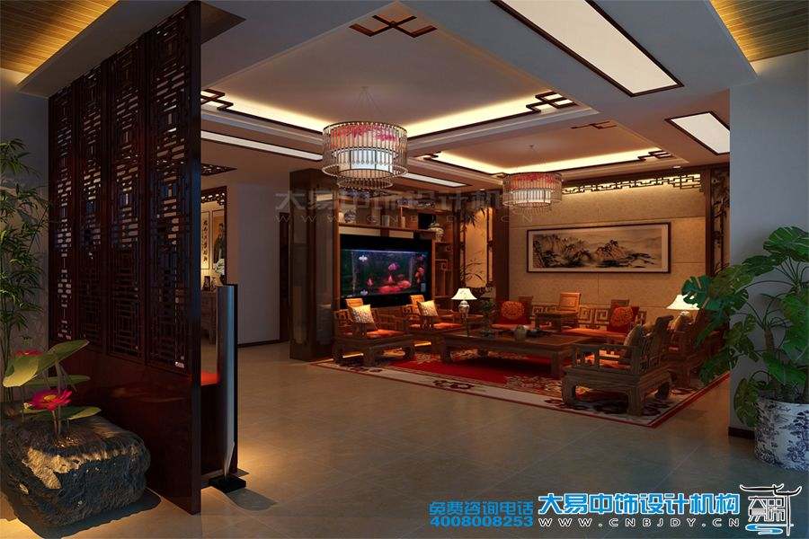 駐馬店新中式風(fēng)格家裝效果圖紅色典雅設計